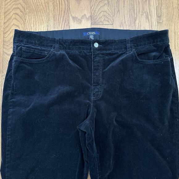Chaps 24W Black Straight Leg Velvet Pants Zipper Fly Work Holiday - Picture 2 of 6